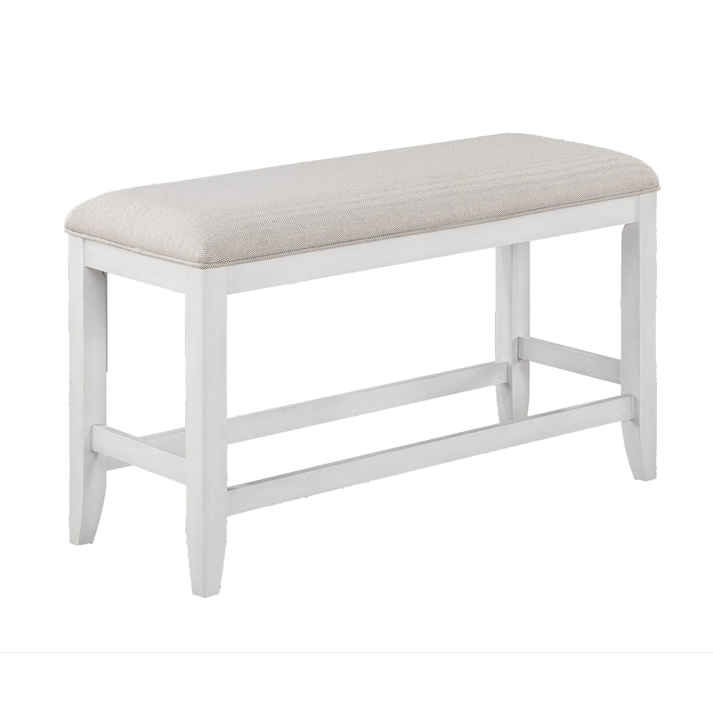 Kith 42 Inch Counter Height Dining Bench, Seat Cushion, Beige Fabric