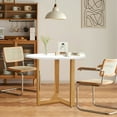 thumbnail image 1 of KithKasa 31.5" Round Dining Table for Dining Room,White MDF Top,Wooden Legged,2 to 4 Persons, 1 of 8