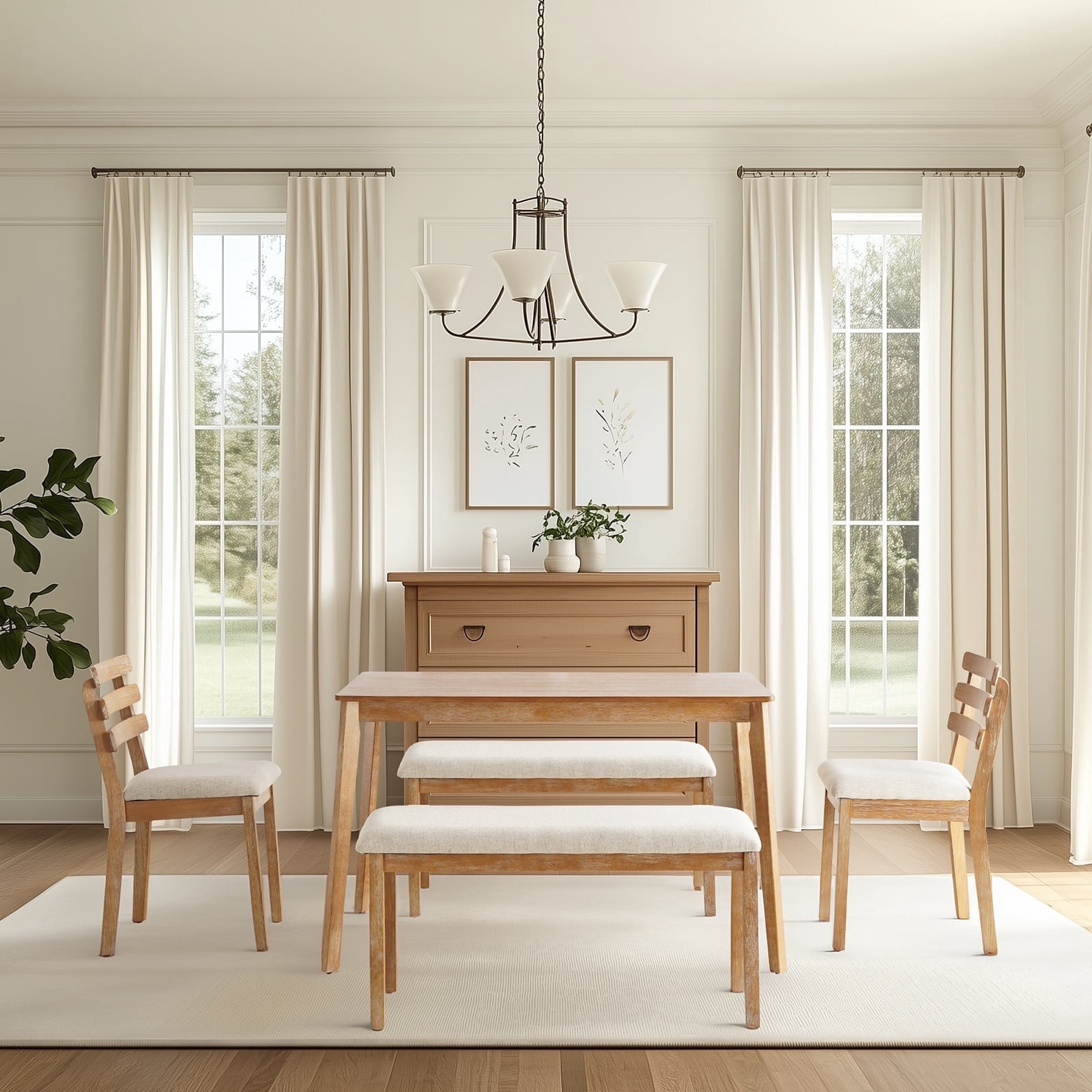 48 Kitchen Table KithKasa Dining Table Set for 4-6 with Bench,48