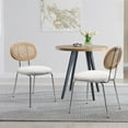 thumbnail image 1 of KithKasa Mid Century Modern Rattan Backrest Dining Chairs Set of 2, White Boucle Upholstered Kitchen Side Chairs with Metal Chromed Legs for Dining Living Room, 1 of 7