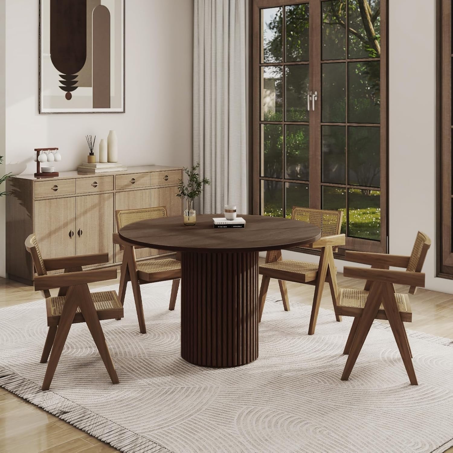 KithKasa Round Dining Table for 4,Modern 40'' Solid Wood kitchen Table ...