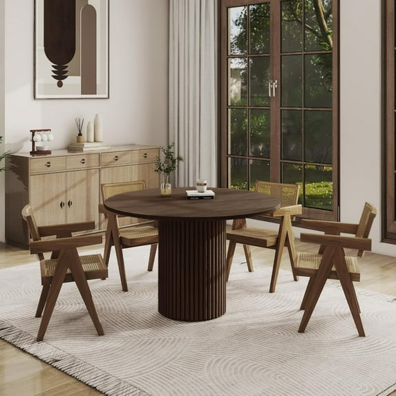KithKasa Round Dining Table for 4,Modern 40'' Solid Wood kitchen Table ...