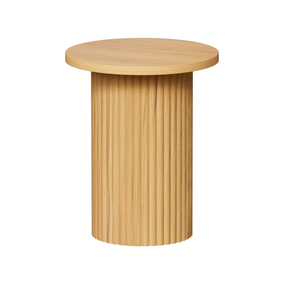 KithKasa Round Pedestal Side Table,Small Accent End Table for Living Room,Farmhouse Circle Bedside Tables,Wood Nightstands for Bedroom,Natural