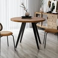 thumbnail image 1 of Kithkasa 31.5" Round Dining Kitchen Table, Metal Legged, 2 to 4 Persons, Wood Grain Brown, 1 of 9