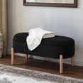 thumbnail image 1 of Kithkasa 41″ Upholstered Ottoman Bench for Bedroom End of Bed, Bedroom Bench with Solid Wood Legs and Padded Seat, Modern Entryway Bench for Bedroom, Living Room,Black, 1 of 7