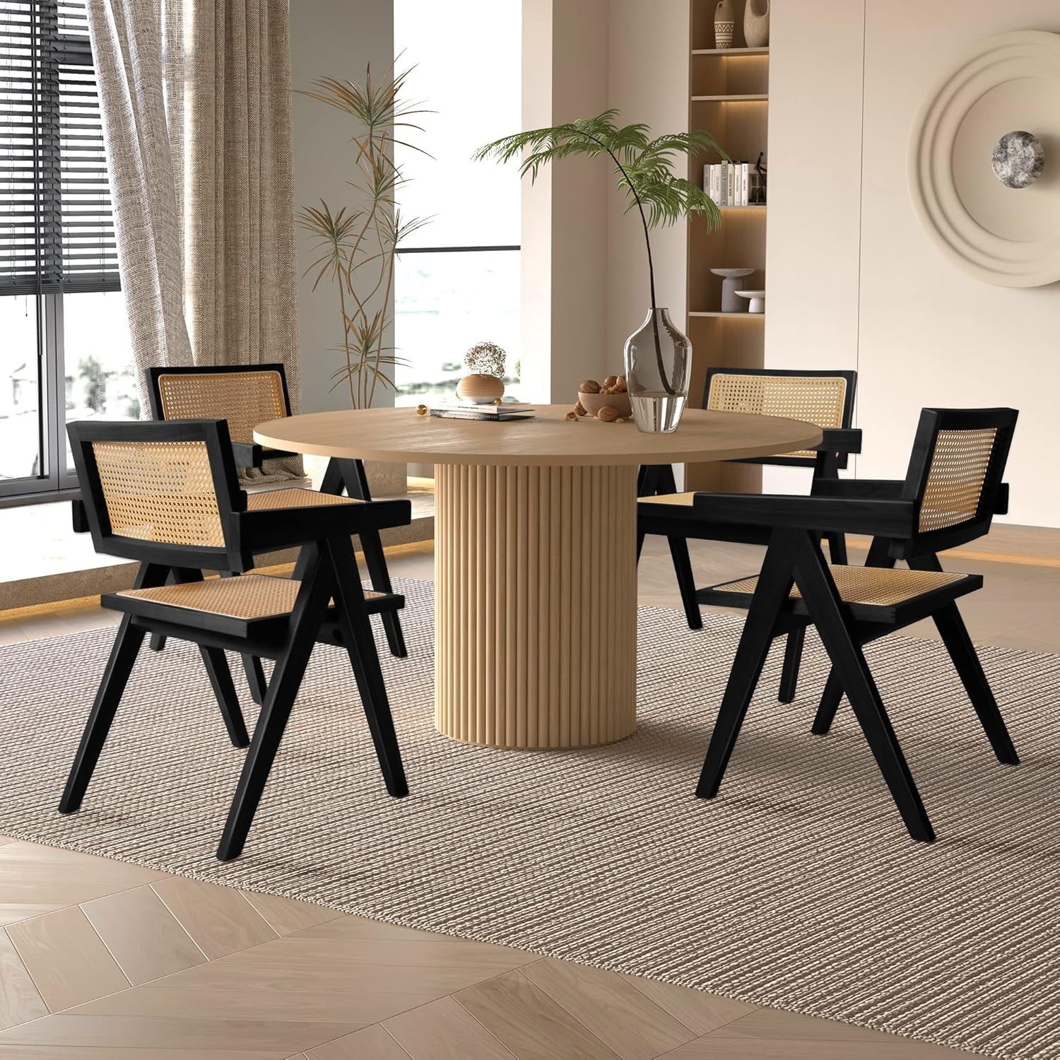 Kithkasa 48 inch 4-6 kitchen round dining table, modern wooden kitchen ...