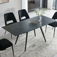 thumbnail image 1 of Kithkasa 71"W x 31"D Rectangle Extentable Dining Kitchen Table,Metal Legged,6 Persons,Faux Marble Black, 1 of 7