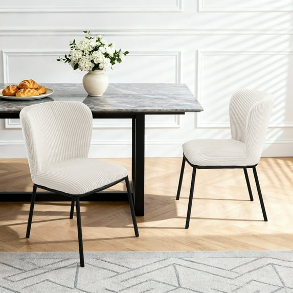 Kithkasa Dining Chair Set of 2,Modern Fabric Upholstered Dining Room Chair Kitchen Chairs with Wide Seat for Dining Room, Beige