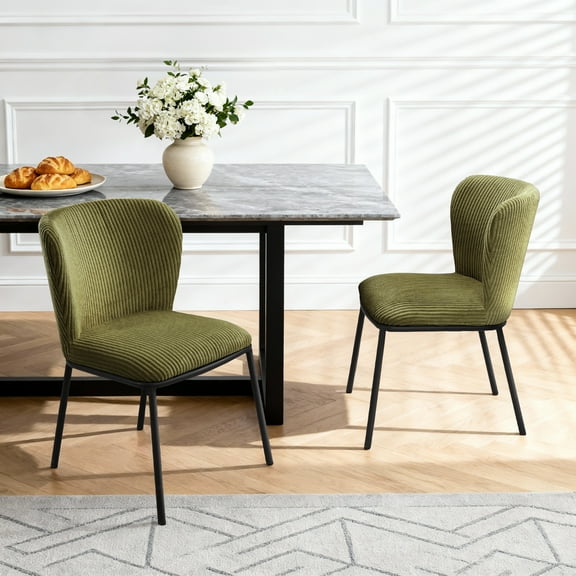 Kithkasa Dining Chair Set of 2,Modern Fabric Upholstered Dining Room Chair Kitchen Chairs with Wide Seat for Dining Room, Green