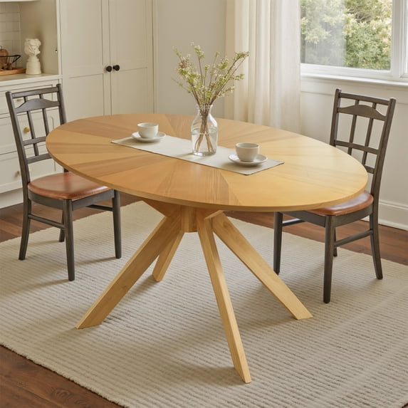 Kithkasa Dining Table for 4-6,43" Rustic Oval Wooden Mid Century Kitchen Table with Sturdy MDF,Modern Dininig Room Table for Home,Living Room, Office, Restaurant,Light Walnut