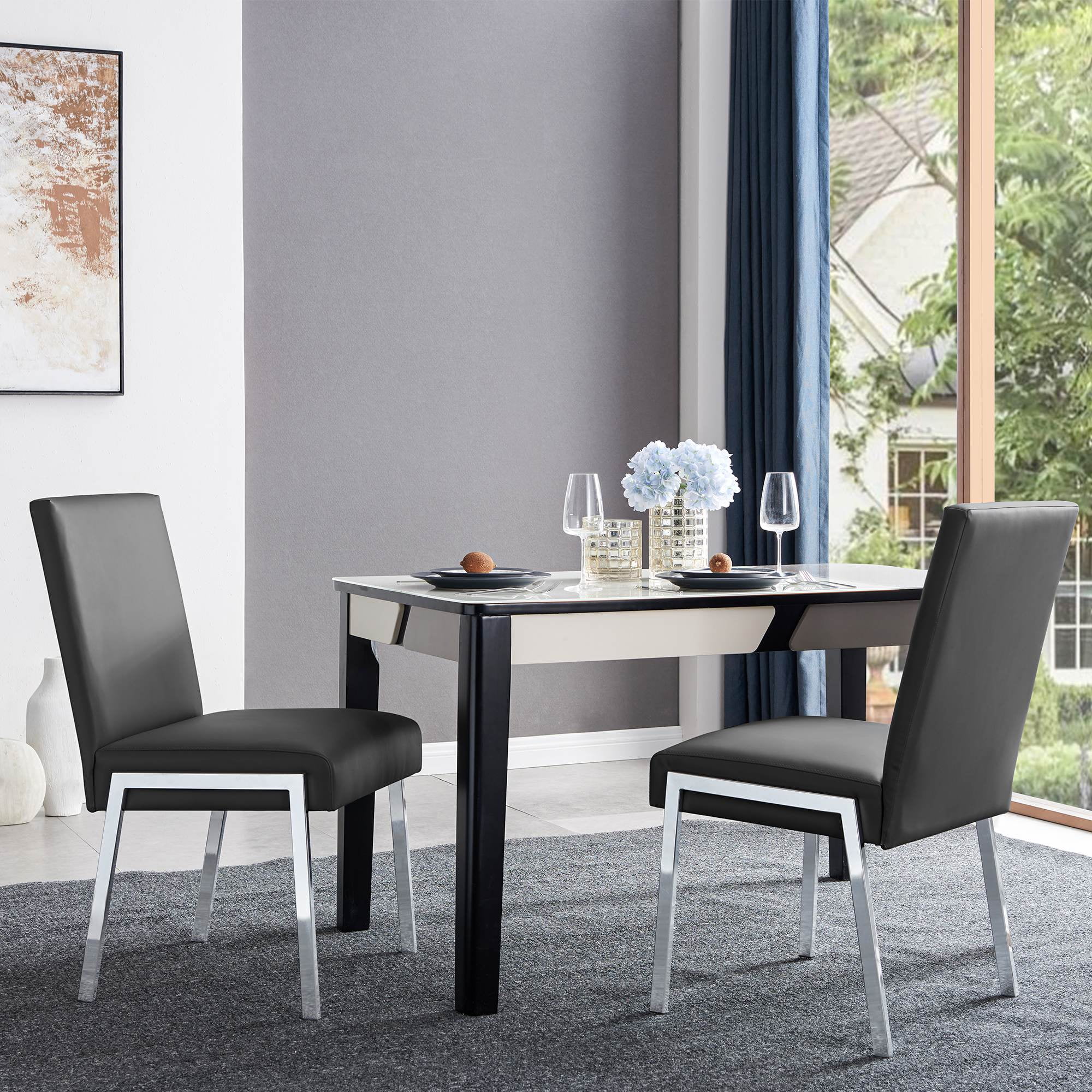 Dining room chairs leather cheap modern
