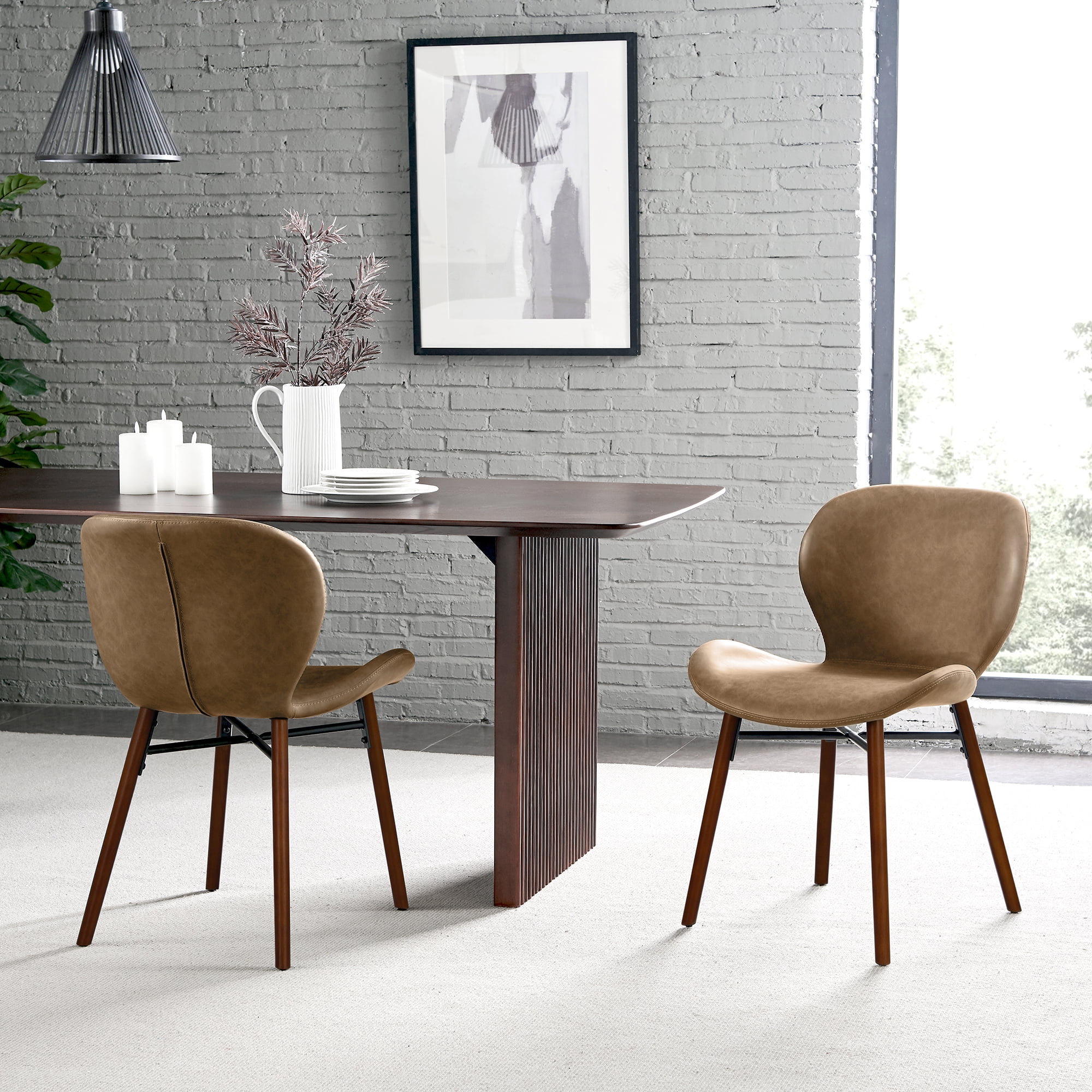 Kithkasa Upholstered Modern Dining Chairs Set Of 2 Faux Leather Side 