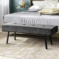 thumbnail image 1 of Kithkasa Modern Entryway Bench,Corduroy Seat for End of Bed,Gray, 1 of 8