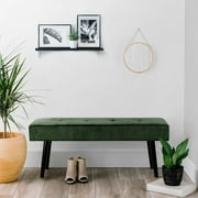Kithkasa Modern Entryway Bench,Corduroy Seat for End of Bed,Green