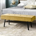 thumbnail image 1 of Kithkasa Modern Entryway Bench,Corduroy Seat for End of Bed,Yellow, 1 of 8