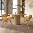 thumbnail image 1 of Kithkasa Rattan Dining Chairs for Dining Room, Solid Wood Finish with Armrest, Set of 2, Light Walnut, 1 of 8