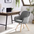 thumbnail image 1 of Kithkasa Swivel Desk Task Chair No Wheels,Solid Back Velvet Wood Legs,Gray, 1 of 8