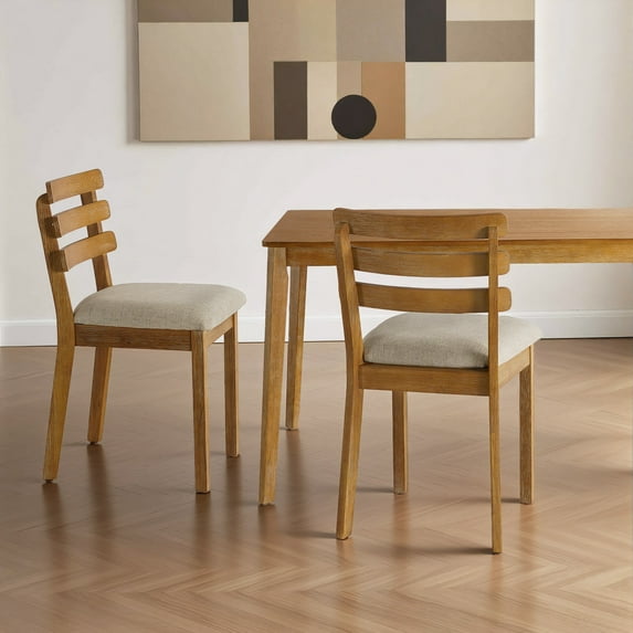 Kithkasa Upholstered Dining Chairs Set of 2, Modern Farmhouse Kitchen Chairs with Non-Slip Feetmats, Wooden Side Chairs for Kitchen and Dining Room