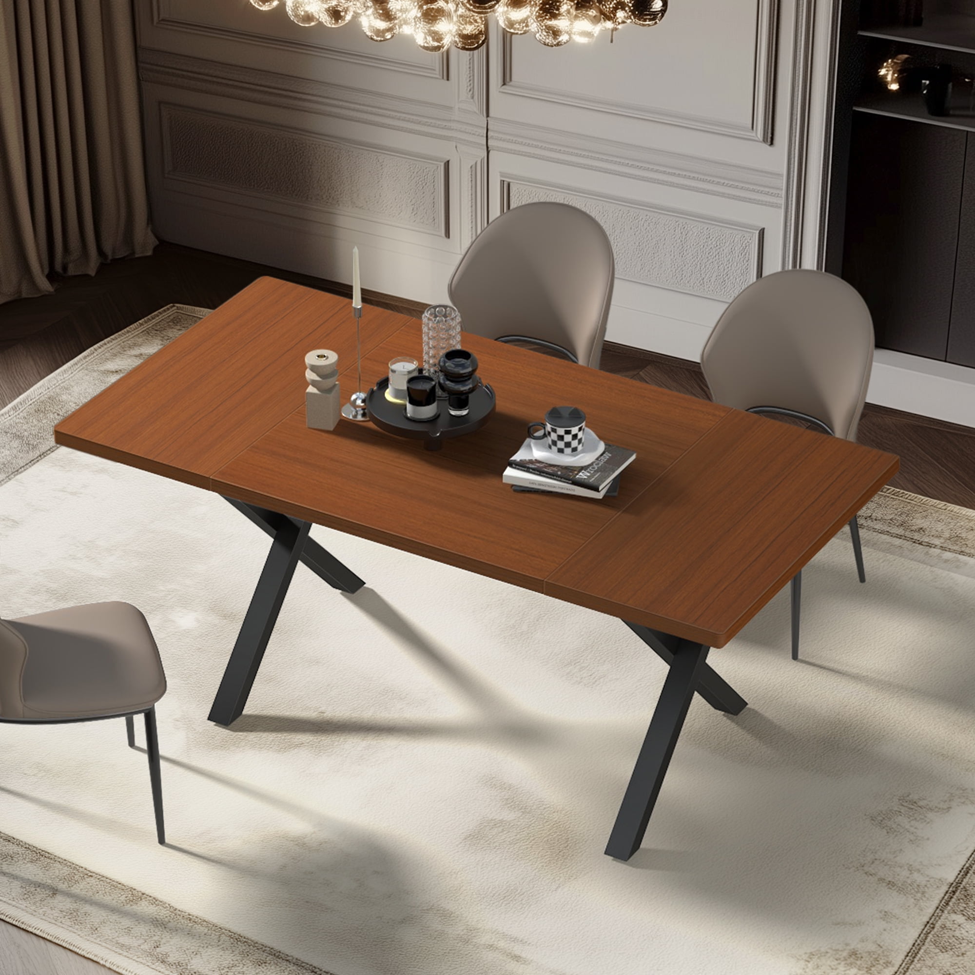 Kithkasa Wood Dining Table,Dining Table for 4-6, 69" Rectangular Modern ...
