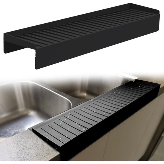 Kitlers Silicone Edge Protectors - Multifunction Sink Accessories, Splash Guard & Draining Mat for Kitchen, Bathroom Sink, Steel, Granite, Quartz Countertops(Black)
