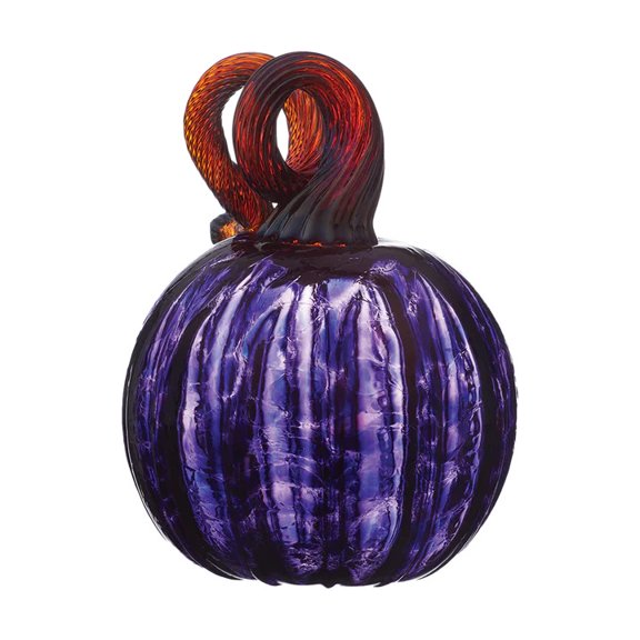 Kitras Art Glass 3in Purple Round Pumpkin