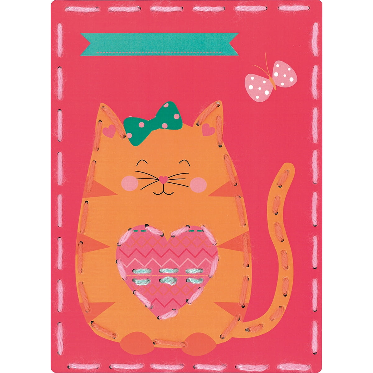 Kits 4 Kids Cats with Hearts Embroidery Cards Kit, 7.25" x 10.25", Set of 2