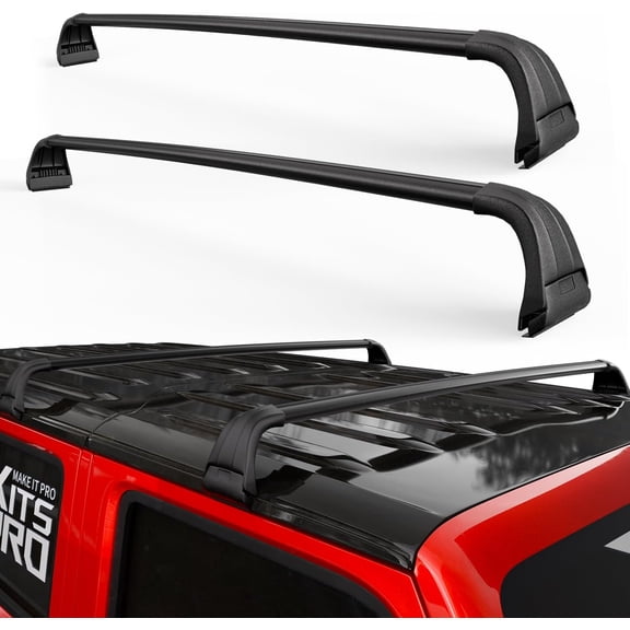 KitsPro 260lb Roof Rack Cross Bars for 2007-2026 Jeep Wrangler, 2020-2026 Jeep Gladiator, Matte Black Heavy Duty Aluminum Cargo Crossbar (ONLY FIT Hard Roof Top)