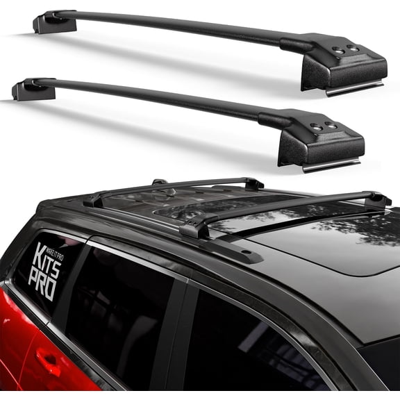 KitsPro 260lb Roof Rack Cross Bars for 2011-2021 Jeep Grand Cherokee (ONLY FIT Factory Grooved Side Rails), Matte Black Heavy Duty Aluminum Cargo Crossbar