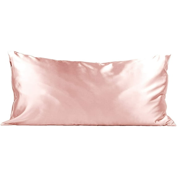 Kitsch 100% Satin Pillowcase with Zipper, Vegan Silk, King Size, Blush