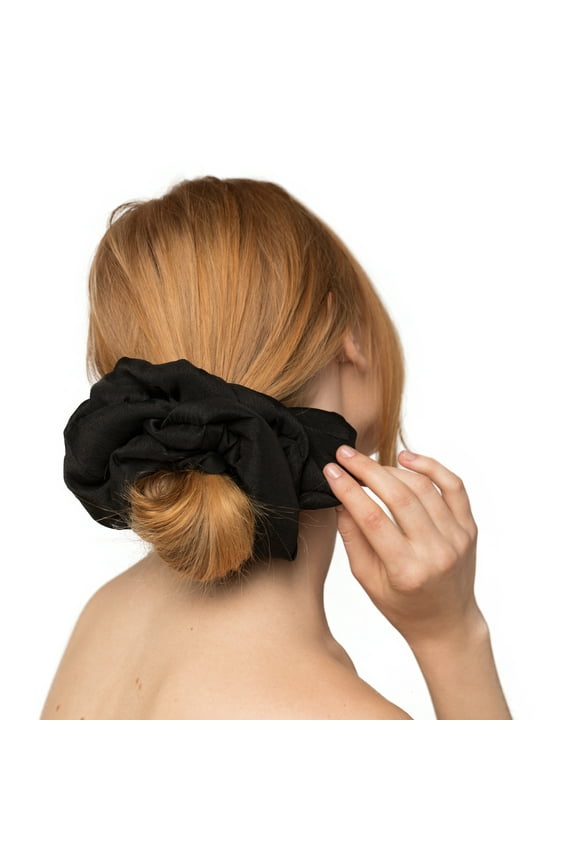 Chiffon Dinner Hair Scrunchie, Elastic Hair Ties, Black, 1 Count