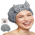 Kitsch Luxury Shower Caps for Women Reusable Waterproof - Large Shower Cap for Women and Men, Non-slip, Quick-dry Hair Cap for Long & Short Hair, Comfortable and Stylish Design - Stripe