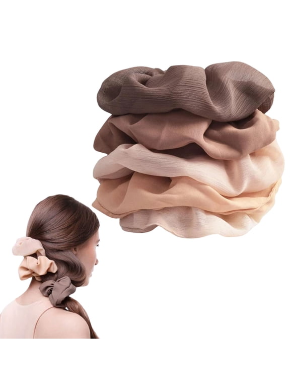Crepe Scrunchies for Adult, Red, 5 Pack