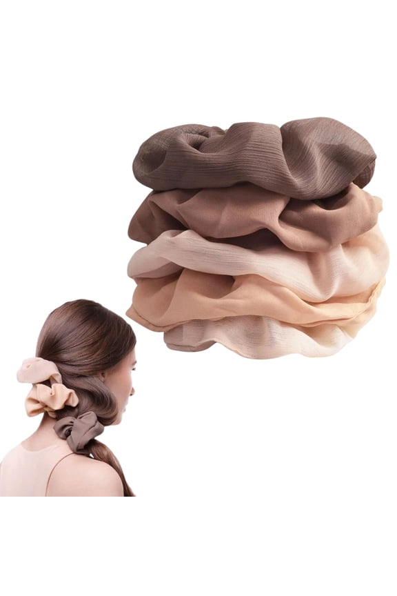 Crepe Scrunchies for Adult, Red, 5 Pack