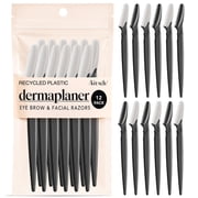 Kitsch Dermaplane Razor for Women Face – Face Razors for Women & Men, Eye Brow Razors & Face Shaver - Skin Care Tool for Smoother Skin - Black, 12 pcs