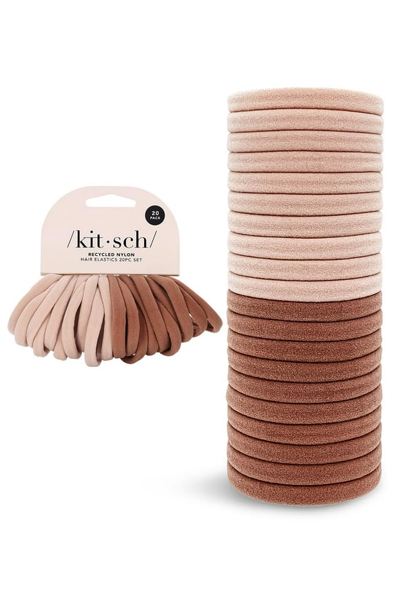 Elastic Hair Ties, Beige, 20 ct