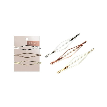 Kitsch Fashion Metal Kitsch Diamond Pin Adult Bobby Pins, Gold, Rose Gold, Silver, 3 Ct