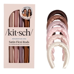 Kitsch Flexi Rods, Satin Covered Heatless Hair Curlers, Rosewood, 6 Pieces