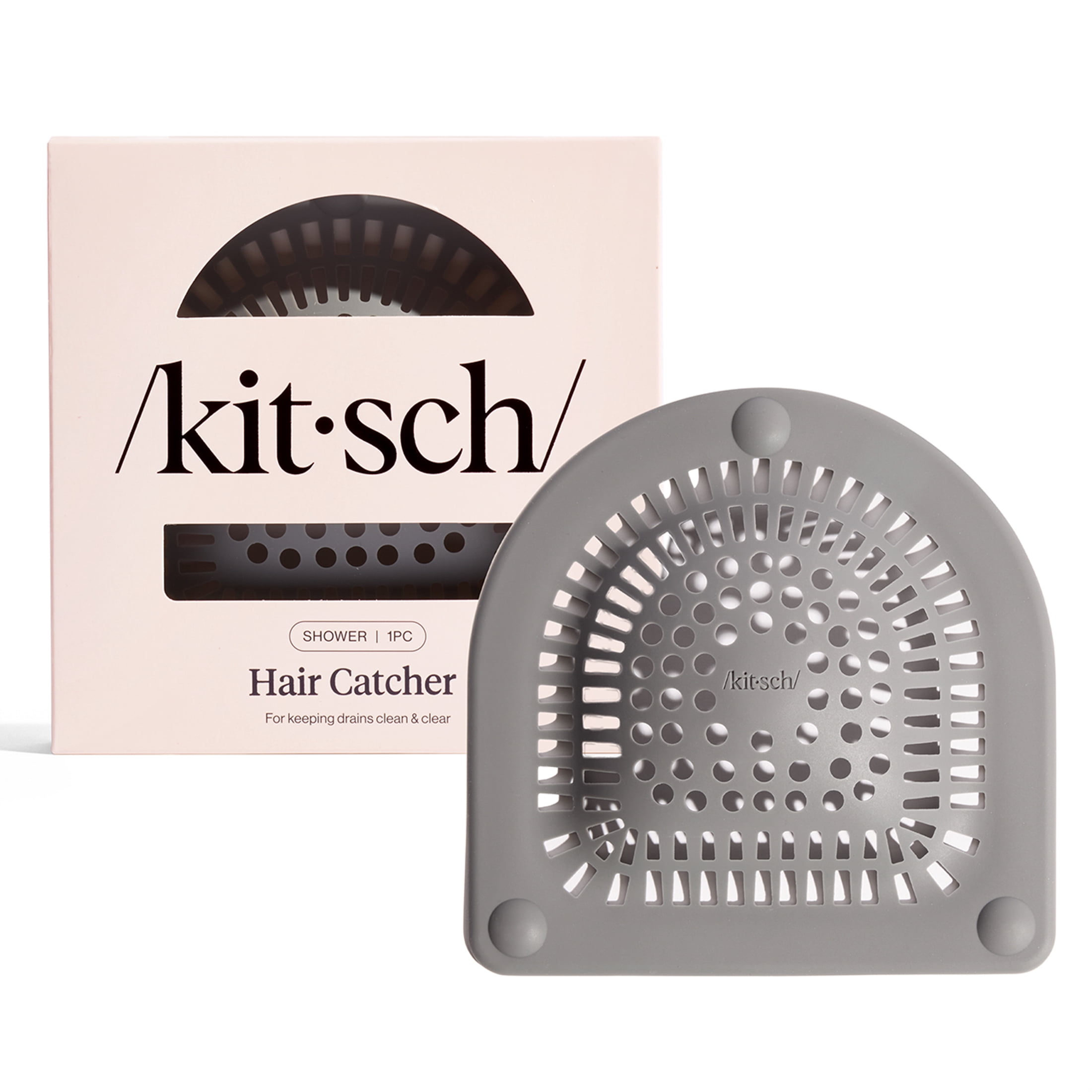 Kitsch Hair Catcher Gray Silicone Drain Cover for Bath & Shower