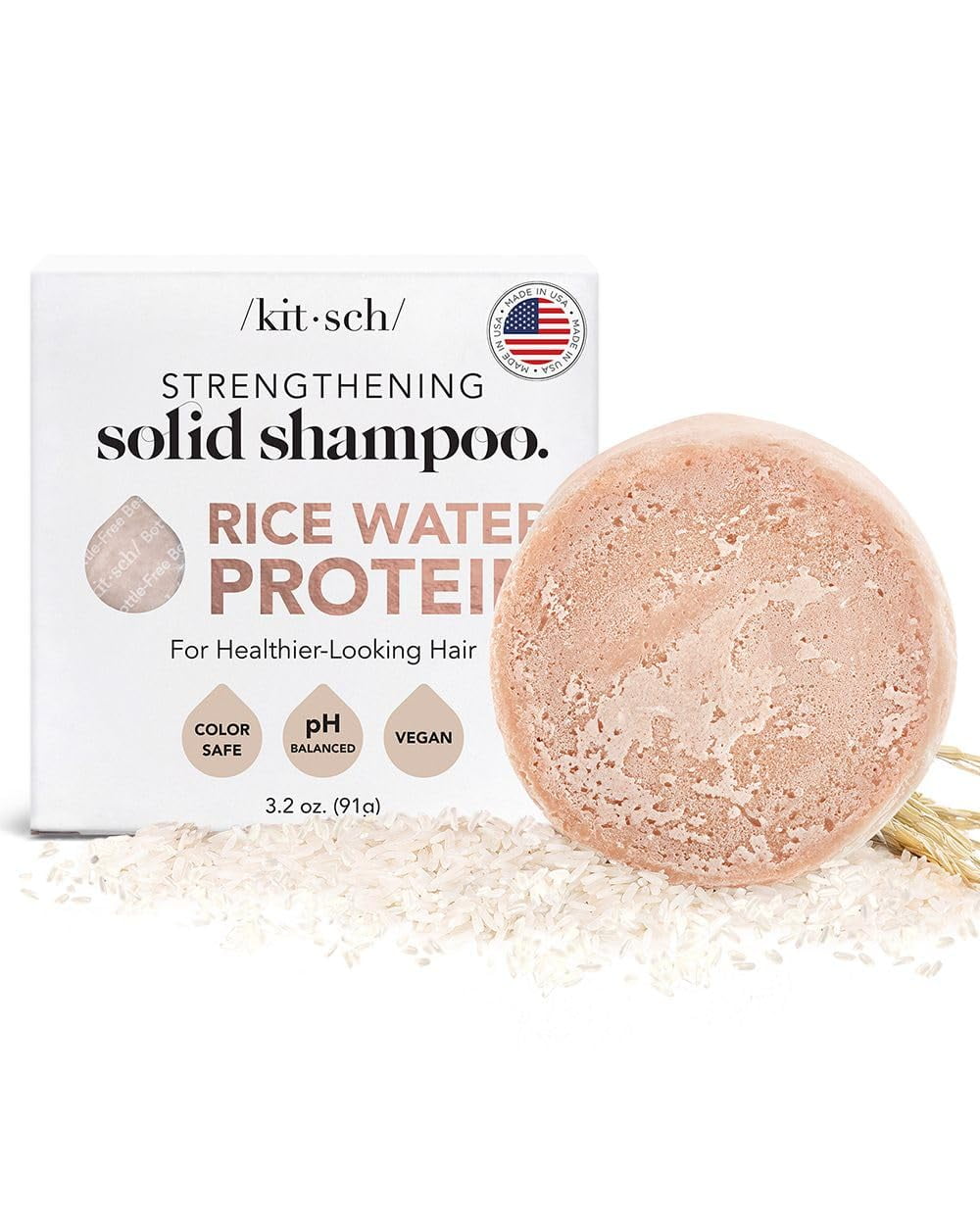 Kitsch Hair Growth Rice Shampoo Bar for Strengthening Solid Shampoo