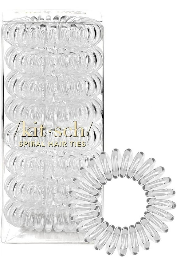 Hair Ties for Women - Spiral Elastic Hair Tie, Waterproof, 8pc (Transparent)