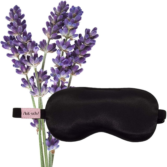 Kitsch Lavender Weighted Satin Eye Mask - Gentle Massage Effect - (Black)