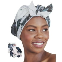 Kitsch Luxury Shower Cap for Women - Reusable, Microfiber, Floral, 1pc