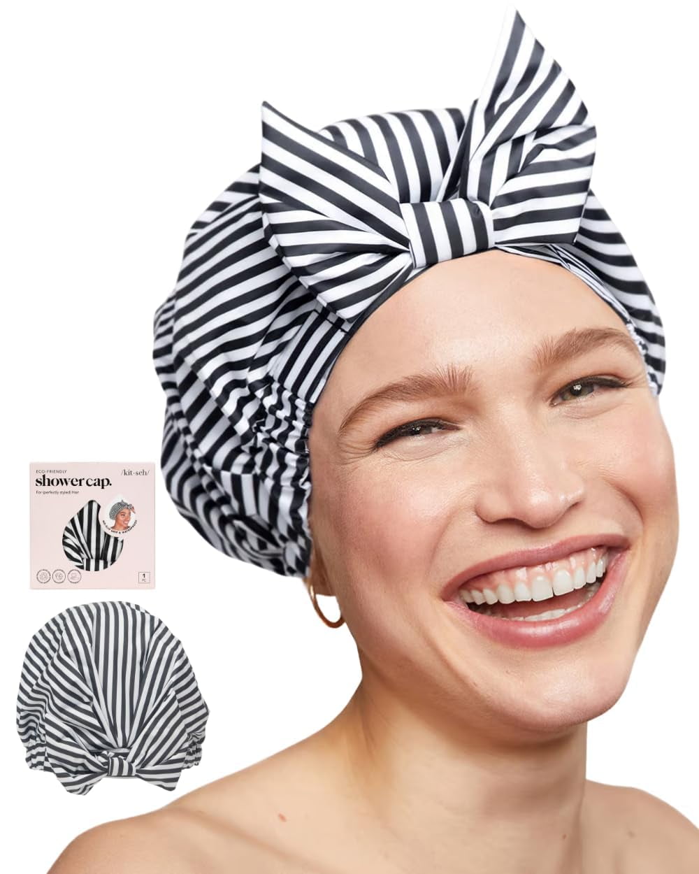 Kitsch Luxury Shower Cap for Women Waterproof, Reusable Shower Caps