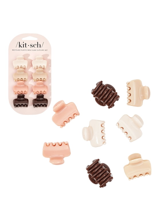 Mini Puffy Claw Clips 8 Piece Set Recycled - Rosewood