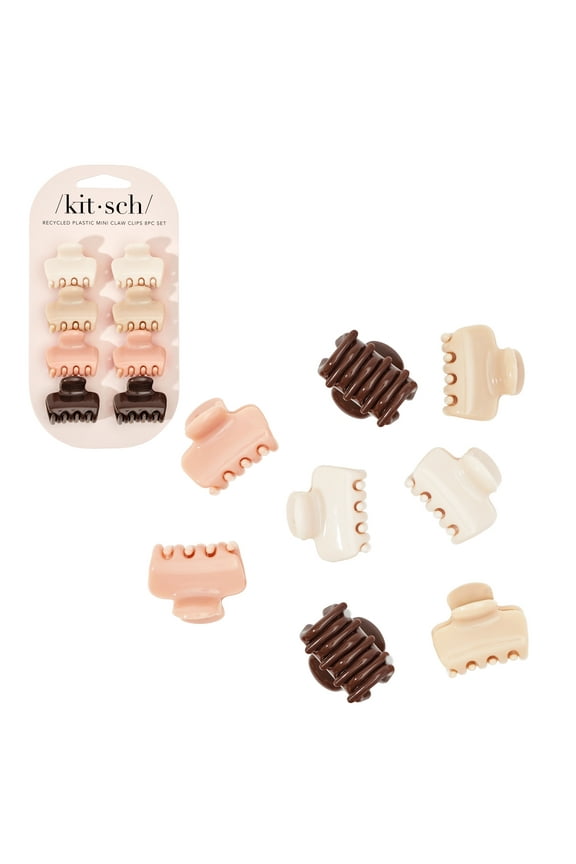 Mini Puffy Claw Clips 8 Piece Set Recycled - Rosewood