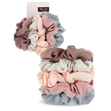 Kitsch Matte Hair Scrunchies, 5 Pack (Pink)