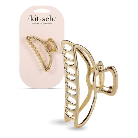 Kitsch Metal Open Shape Hair Claw Clips, Hair Accessories for Women, 3 inches Wide, Gold