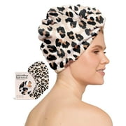 Kitsch Microfiber Hair Towel Wrap - Quick Dry, Wet Hair Drying Towel Wrap for Women, (Leopard)