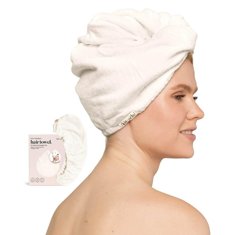 Kitsch Super Absorbent Microfiber Hair Towel Wrap for Women Anti Frizz Quick Dry Turban Ivory Walmart