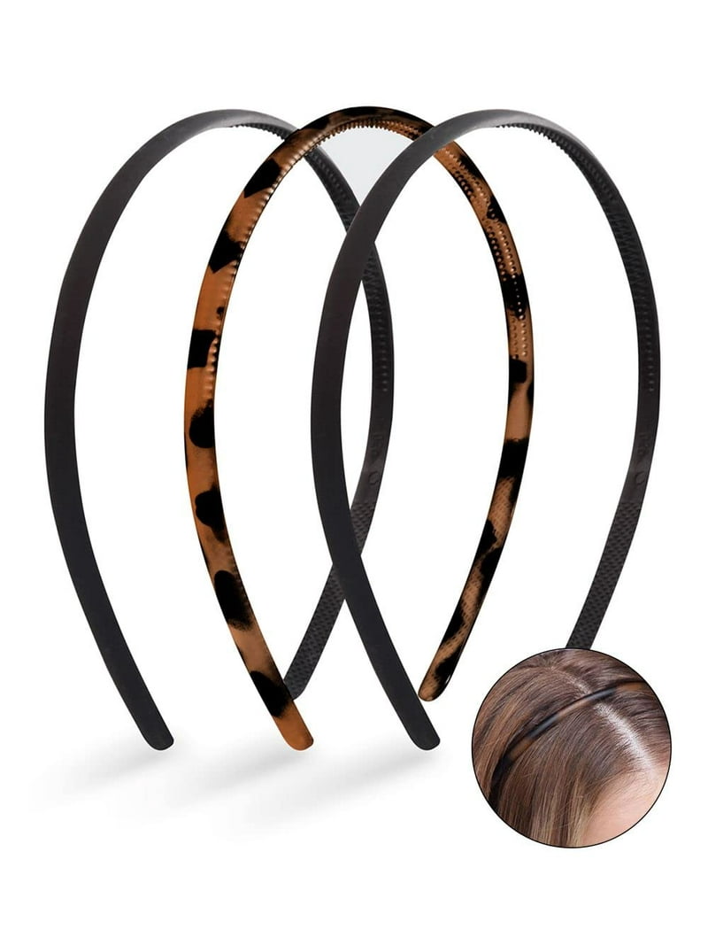Women Headbands Plastic Non Slip Thin Hair Accessories Durable Black Amazon.com : Huachi Headbands for Women Non Slip with Teeth  main image 3